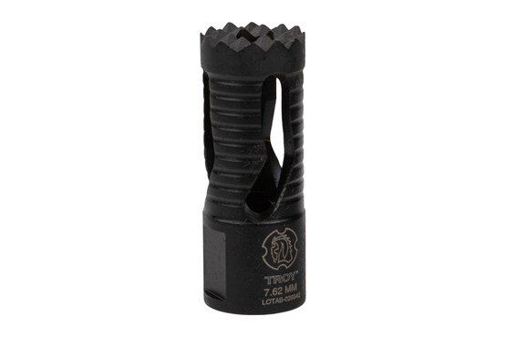 Troy Industries Medieval Muzzle Brake is threaded 5/8x24 for 7.62 caliber rifles.